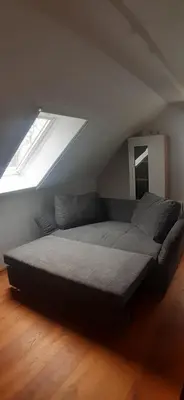 Ein Bett oder Betten in einem Zimmer der Unterkunft 3-Zimmer Ferienwohnung für 6-8 Personen nahe München, Fürstenfeldbruck, Augsburg, Landsberg, Ammersee