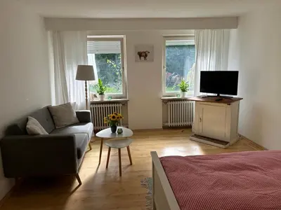 TV/Unterhaltungsangebot in der Unterkunft Wohnung mit Terrasse am Waldrand
