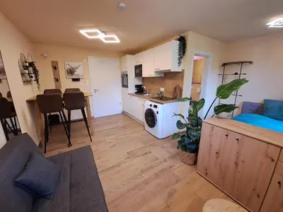 Küche/Küchenzeile in der Unterkunft Ferienwohnung Sunseid n