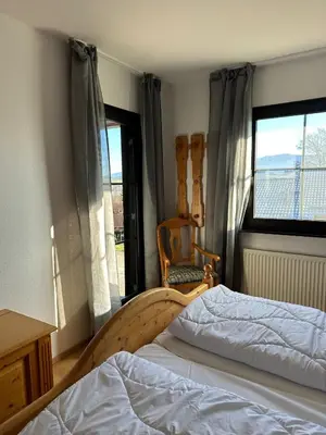 Ein Bett oder Betten in einem Zimmer der Unterkunft Panoramablick