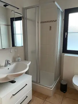 Ein Badezimmer in der Unterkunft Panoramablick