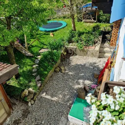 Ein Garten an der Unterkunft Käsküche Bernbeuren anno 1890