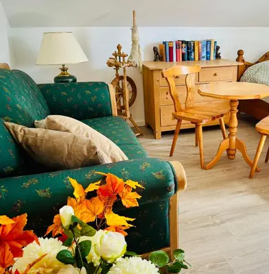 Ein Sitzbereich in der Unterkunft Charmantes Ferienhaus Luise im Allgäu