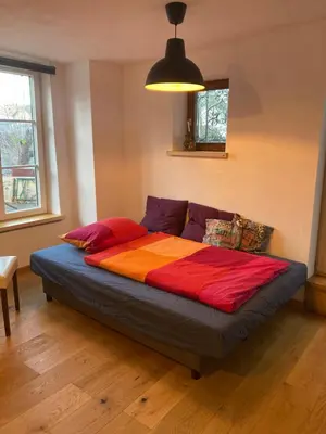 Ein Bett oder Betten in einem Zimmer der Unterkunft Ferienwohnung im 5 Seenland