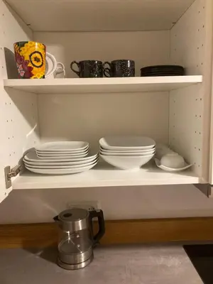 Küche/Küchenzeile in der Unterkunft Ferienwohnung im 5 Seenland