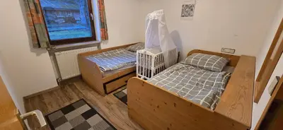 Ein Bett oder Betten in einem Zimmer der Unterkunft Ferienwohnung auf dem Dorf