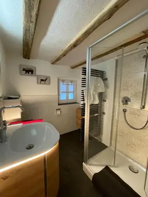 Ein Badezimmer in der Unterkunft die Lecherei
