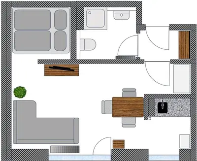 Grundriss der Unterkunft Like at home - moderne Wohnung in Königsbrunn - 30qm - Netflix
