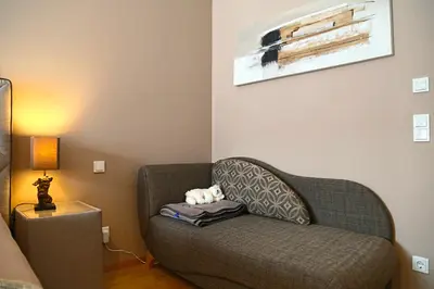 Ein Sitzbereich in der Unterkunft Zugspitze City Center Apartment