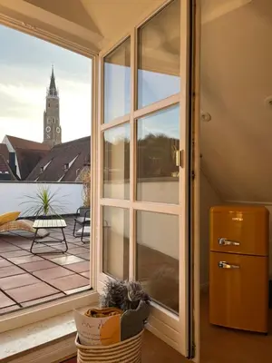 Ein Balkon oder eine Terrasse in der Unterkunft Über den Dächern der Landshuter Altstadt