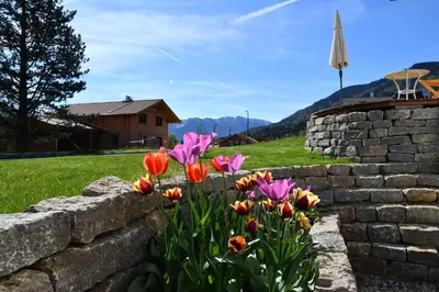 Ein allgemeiner Bergblick oder ein Berglick von der Ferienwohnung aus