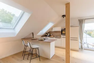 Küche/Küchenzeile in der Unterkunft Modernes Apartment in Langenbach bei München, nahe Flughafen München