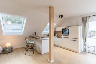 Küche/Küchenzeile in der Unterkunft Modernes Apartment in Langenbach bei München, nahe Flughafen München