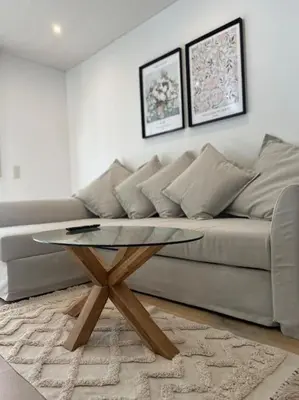Ein Sitzbereich in der Unterkunft City-Apartment mit Garten & Garage