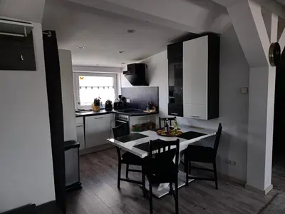 Küche/Küchenzeile in der Unterkunft 1,5 Zimmer Ferienwohnung Apartment in ruhiger Lage stadtnah Neu in Brunnthal