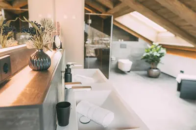 Ein Sitzbereich in der Unterkunft LIVALPIN Chalet - with private Sauna & Whirlpool