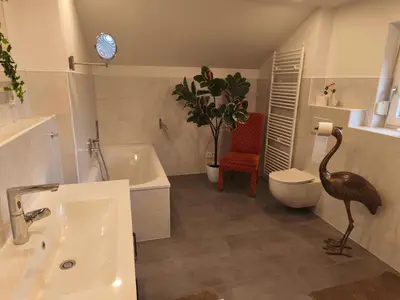 Ein Badezimmer in der Unterkunft Ferienhaus mit 3 Schlafzimmer in Seenähe