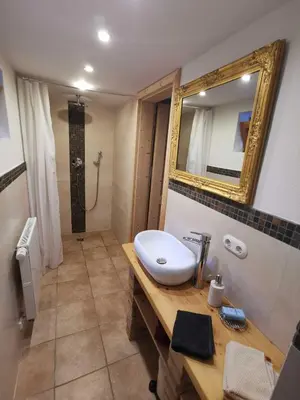 Ein Badezimmer in der Unterkunft Almhütte Schliersee