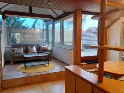 Ein Sitzbereich in der Unterkunft Ferienwohnung GEORG in Utting am Ammersee