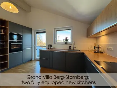 Küche/Küchenzeile in der Unterkunft Grand Villa Berg-Starnberg For Your Vacation, Sauna, Hamam, Swimming pool, Billiards