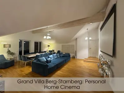Ein Sitzbereich in der Unterkunft Grand Villa Berg-Starnberg For Your Vacation, Sauna, Hamam, Swimming pool, Billiards