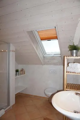 Ein Badezimmer in der Unterkunft Ferienhof beim Bohlar - Hochplatte