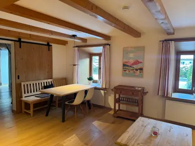 Ein Sitzbereich in der Unterkunft Ferienwohnung Zum Wunsch