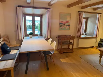Ein Sitzbereich in der Unterkunft Ferienwohnung Zum Wunsch