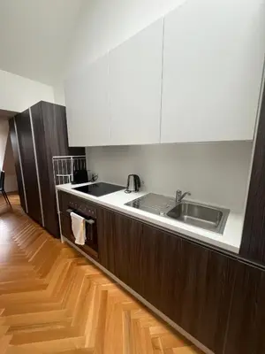 Küche/Küchenzeile in der Unterkunft Appartements Schwere Reiter Straße München