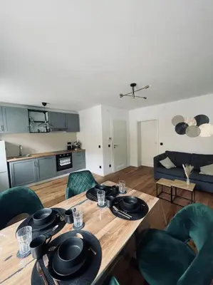 Küche/Küchenzeile in der Unterkunft Schöne 2 Zimmer Wohnung Kingsize-Bett