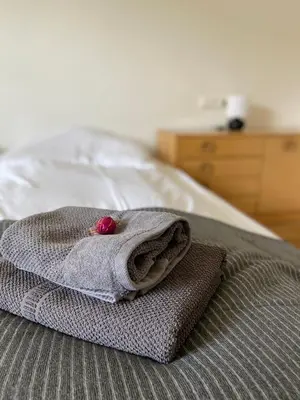Ein Bett oder Betten in einem Zimmer der Unterkunft Apartment mit 3 Schlafzimmern im Erdgeschoss