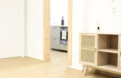 Küche/Küchenzeile in der Unterkunft Cozy Trade Fair Apartment Munich