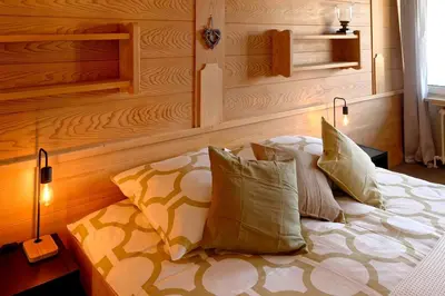 Ein Bett oder Betten in einem Zimmer der Unterkunft Ferienwohnung Seekitz