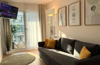 Ein Sitzbereich in der Unterkunft DUTTI'S HOME - 1 Zimmer Apartment, Küche, Self-Check-in, Stellplatz
