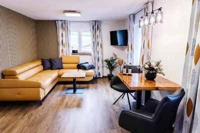 Ein Sitzbereich in der Unterkunft Haus Johannishof
