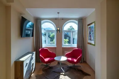 Ein Sitzbereich in der Unterkunft Alpin Kanker Suites 1