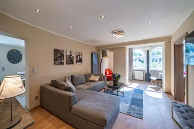 Ein Sitzbereich in der Unterkunft Alpin Kanker Suites 1