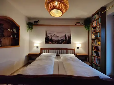 Ein Bett oder Betten in einem Zimmer der Unterkunft Ferienhaus an der Schlierach