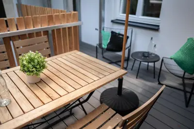 Ein Sitzbereich in der Unterkunft Altstadtsuite Landsberg am Lech