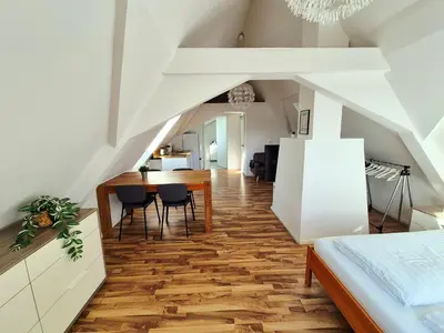 Küche/Küchenzeile in der Unterkunft Dachgeschosswohnung 1 - Apartments am Schloss