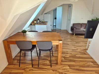 Küche/Küchenzeile in der Unterkunft Dachgeschosswohnung 1 - Apartments am Schloss