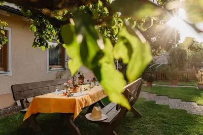 Ein Garten an der Unterkunft Pension Schwaiger