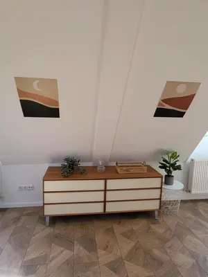 Ein Sitzbereich in der Unterkunft Dachgeschosswohnung 2 - Apartments am Schloss