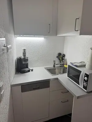 Küche/Küchenzeile in der Unterkunft Tower Suite Hotelturm Augsburg