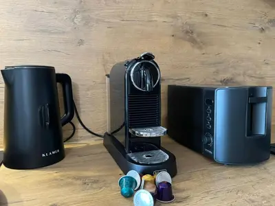 Kaffee-/Teezubehör in der Unterkunft VALEMI BohoChic I 2BR 6PAX I TopLage I Parkplatz I Balkon I Küche