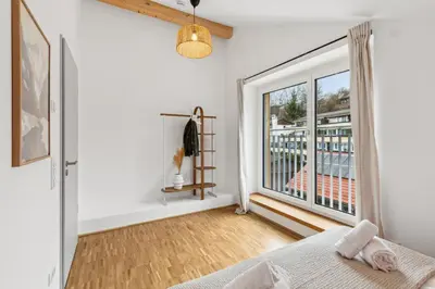 Ein Bett oder Betten in einem Zimmer der Unterkunft Casa Schlierach - im idyllischen Miesbach