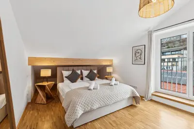 Ein Bett oder Betten in einem Zimmer der Unterkunft Casa Schlierach - im idyllischen Miesbach