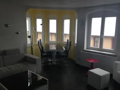 Ein Sitzbereich in der Unterkunft Brecht Apartments