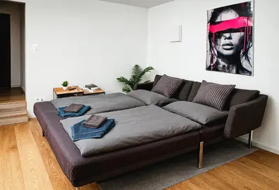 Ein Sitzbereich in der Unterkunft Zentral und Modern, komfortable Luxuswohnung, Isarnähe