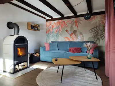 Ein Sitzbereich in der Unterkunft Kleines Haus im Grünen